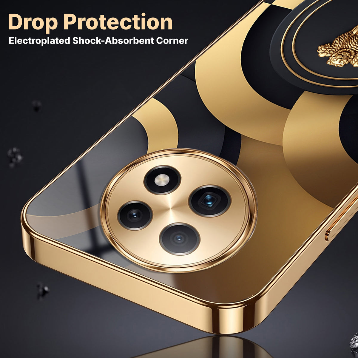 Oppo F29 Pro 5G Royal Emblem Gold Electroplated Glass Phone Back Case