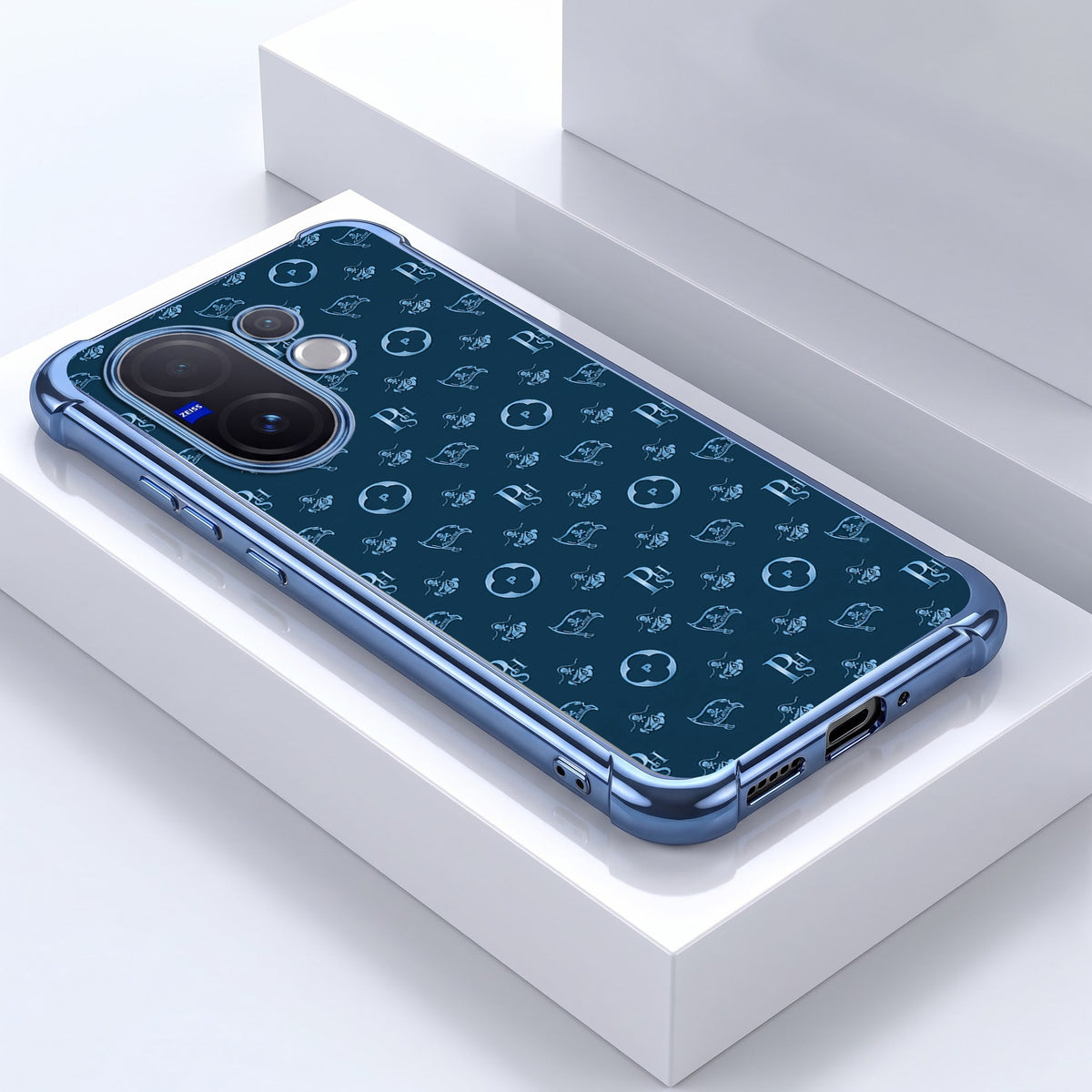 Vivo V60 5G Luxury Monogram Blue Airbags Printed Back Case