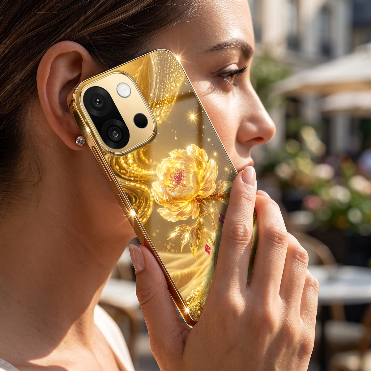 OnePlus 13s 5G Golden Rose Elegance Gold Electroplated Glass Phone Back Case