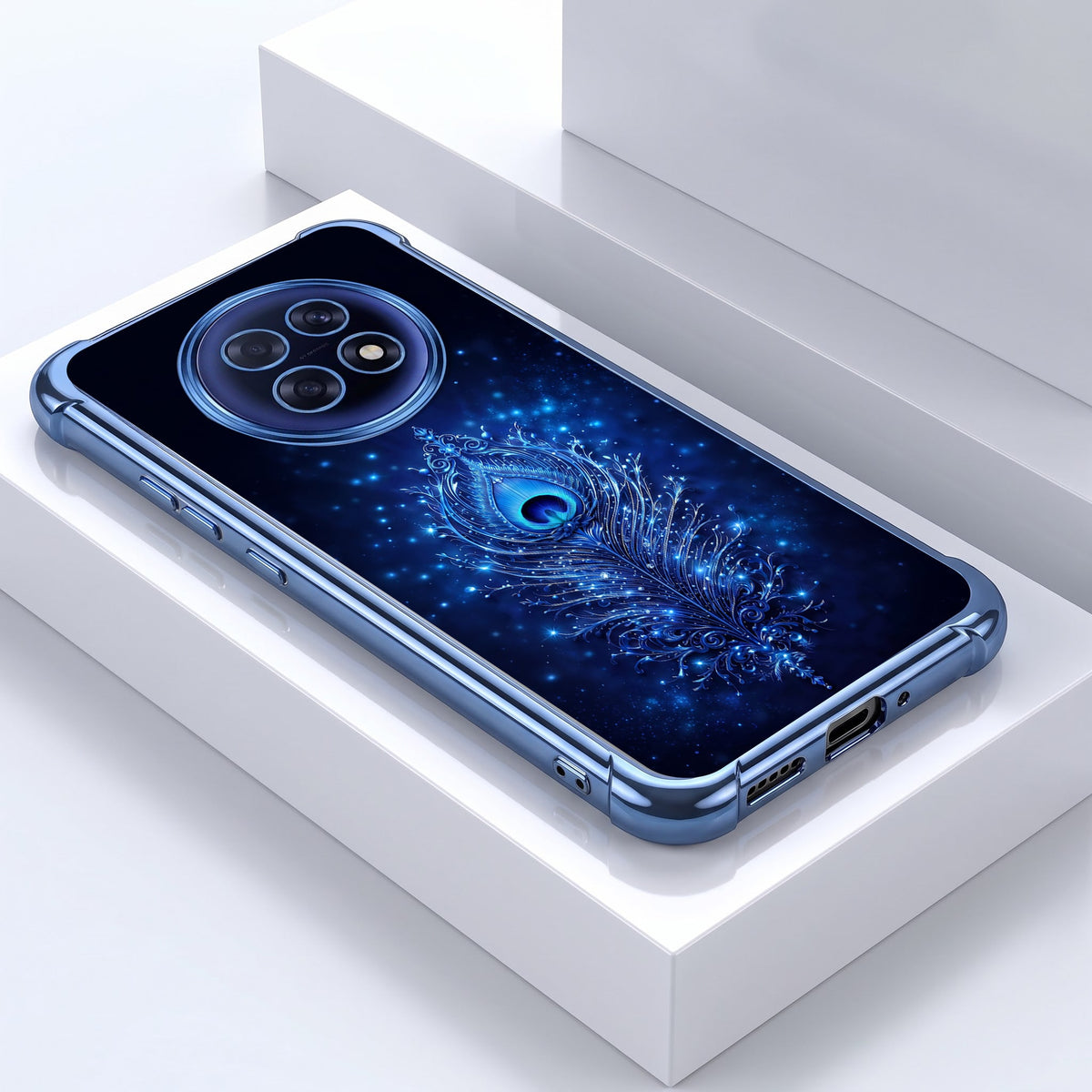 Oppo F31 Pro+ 5G Premium Peacock Feather Airbags Printed Back Case