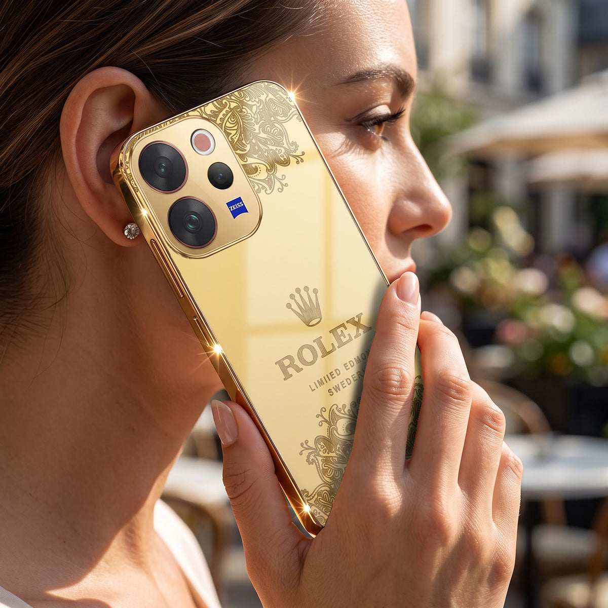 Vivo V70 5G Rolex Crown Gold Electroplated Glass Phone Back Case