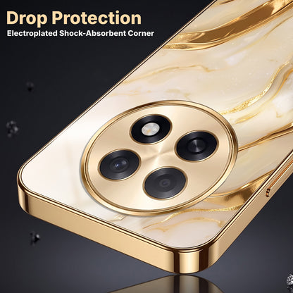 Oppo F31 Pro+ 5G Marvel Texture Gold Electroplated Glass Phone Back Case