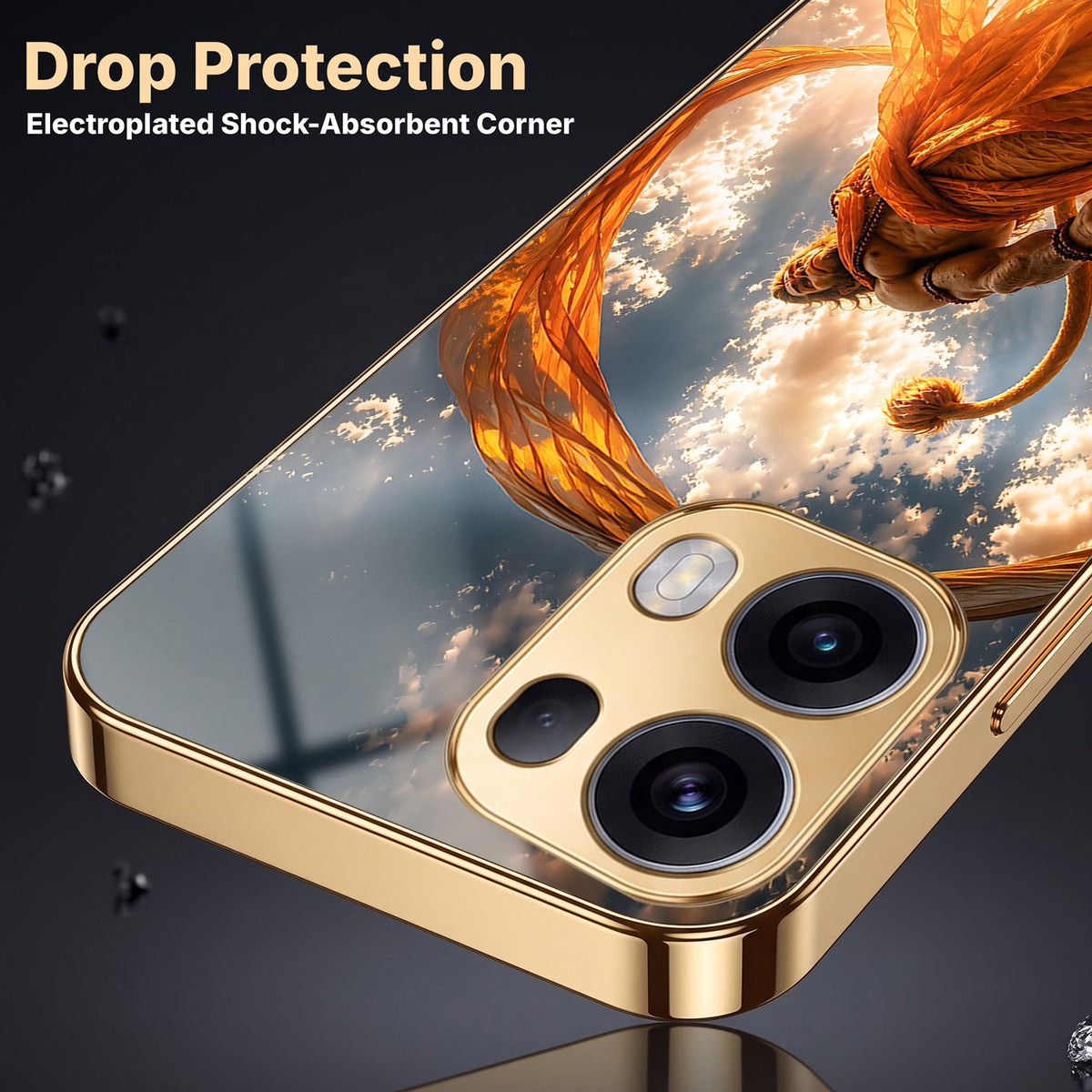 Oppo Reno 13 Pro 5G Divine Hanuman Gold Electroplated Glass Phone Back Case