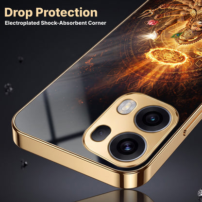 Oppo Reno 13 Pro 5G Lord Narasimha Gold Electroplated Glass Phone Back Case