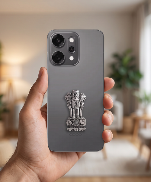 OPPO Reno 14 Pro 5G Compatible Satyamev Jayate 3D Metal Emblem Sticker