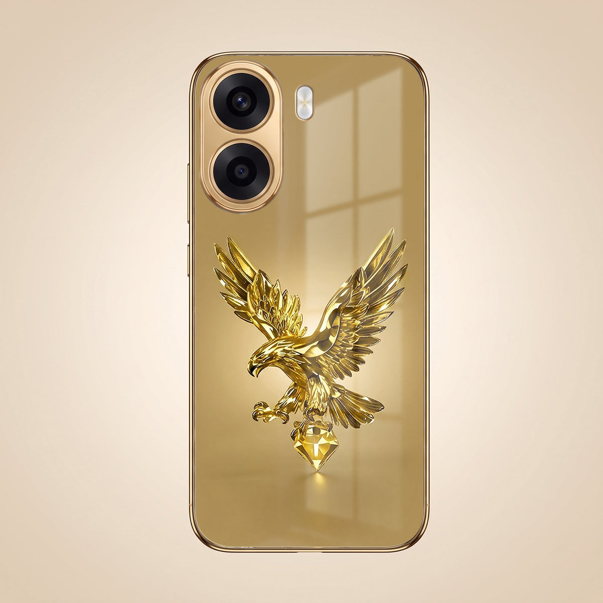 Oppo K14x 5G Golden Eagle Gold Electroplated Glass Phone Back Case