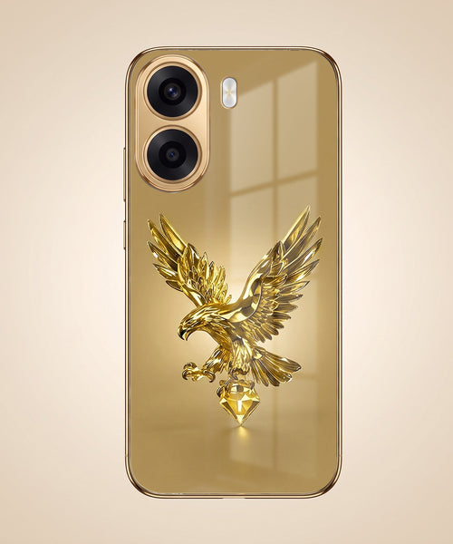 Oppo K14x 5G Golden Eagle Gold Electroplated Glass Phone Back Case