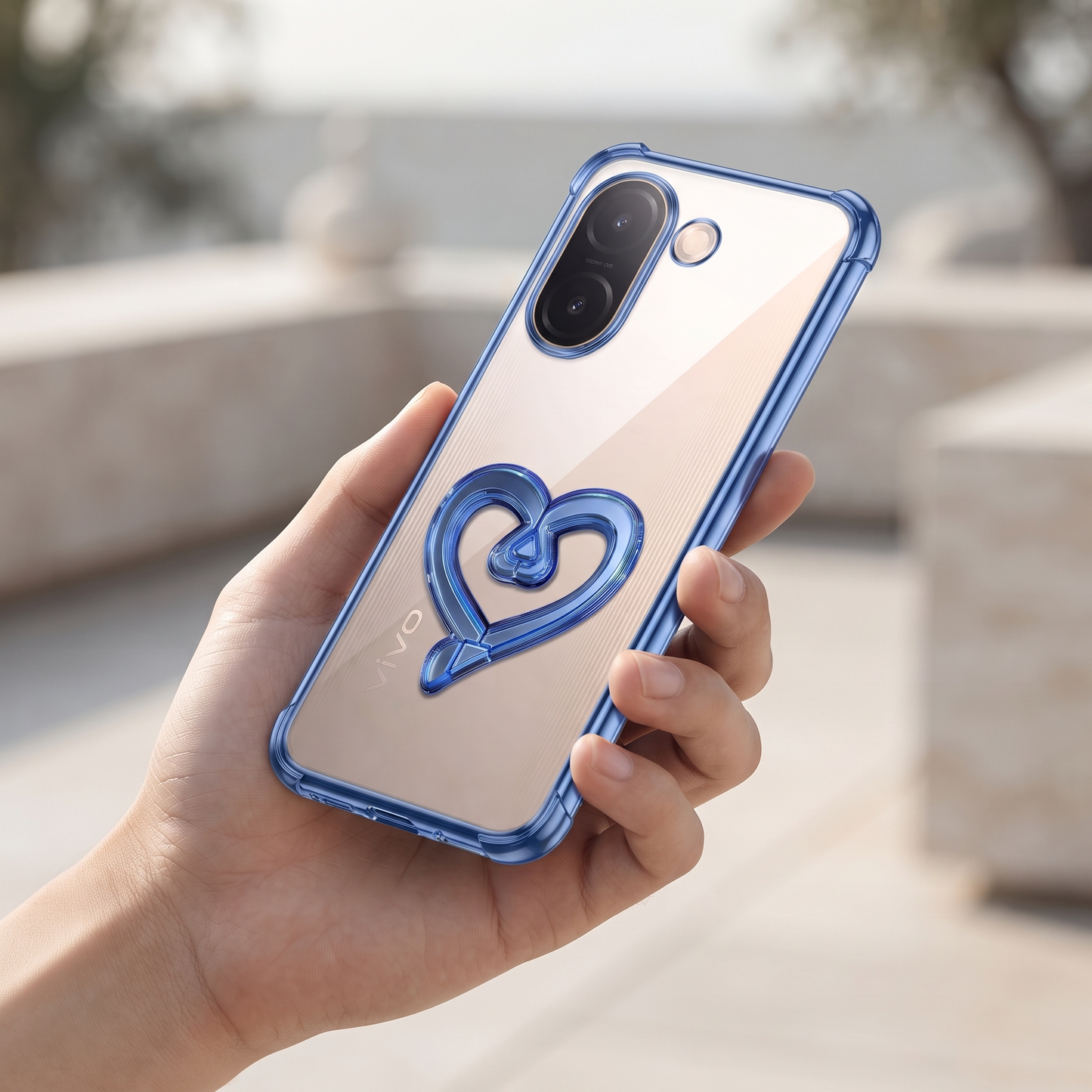 Vivo V60e 5G Premium Heart Transparent Shockproof Airbag Phone Case