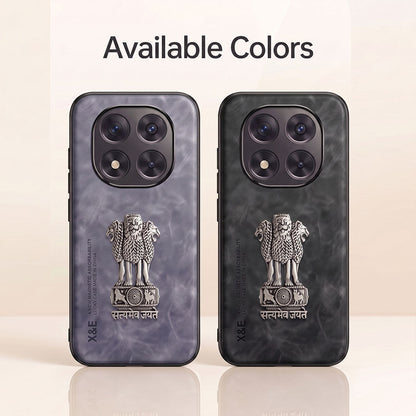 Redmi Note 14 Pro+ 5G Metal Emblem Satyamev Jayate Comfortable Sheepskin Phone Case