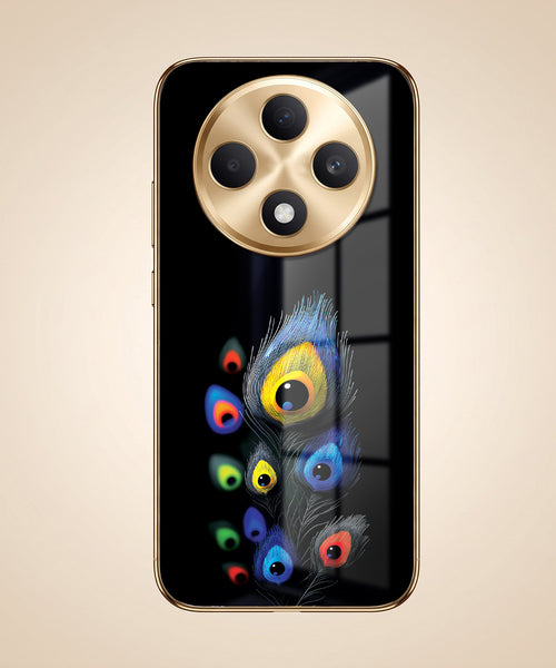 Oppo F27 5G Multi-Feather Peacock Gold Electroplated Glass Phone Back Case