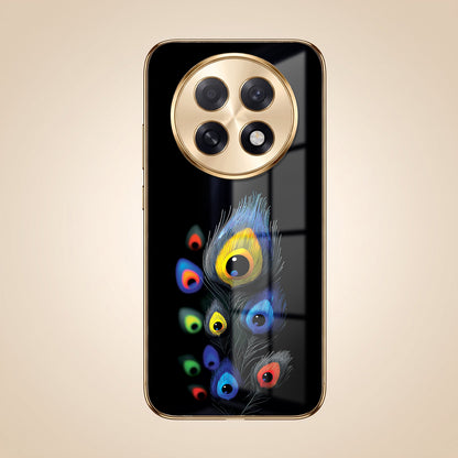 Oppo F31 Pro+ 5G Multi-Feather Peacock Gold Electroplated Glass Phone Back Case