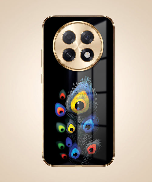 Oppo F31 Pro+ 5G Multi-Feather Peacock Gold Electroplated Glass Phone Back Case