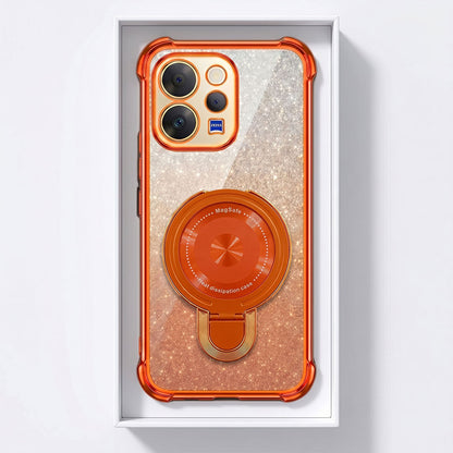 Vivo V70 5G Invincible Bracket Ring Stand Shimmer Airbag Cosmic Orange Case