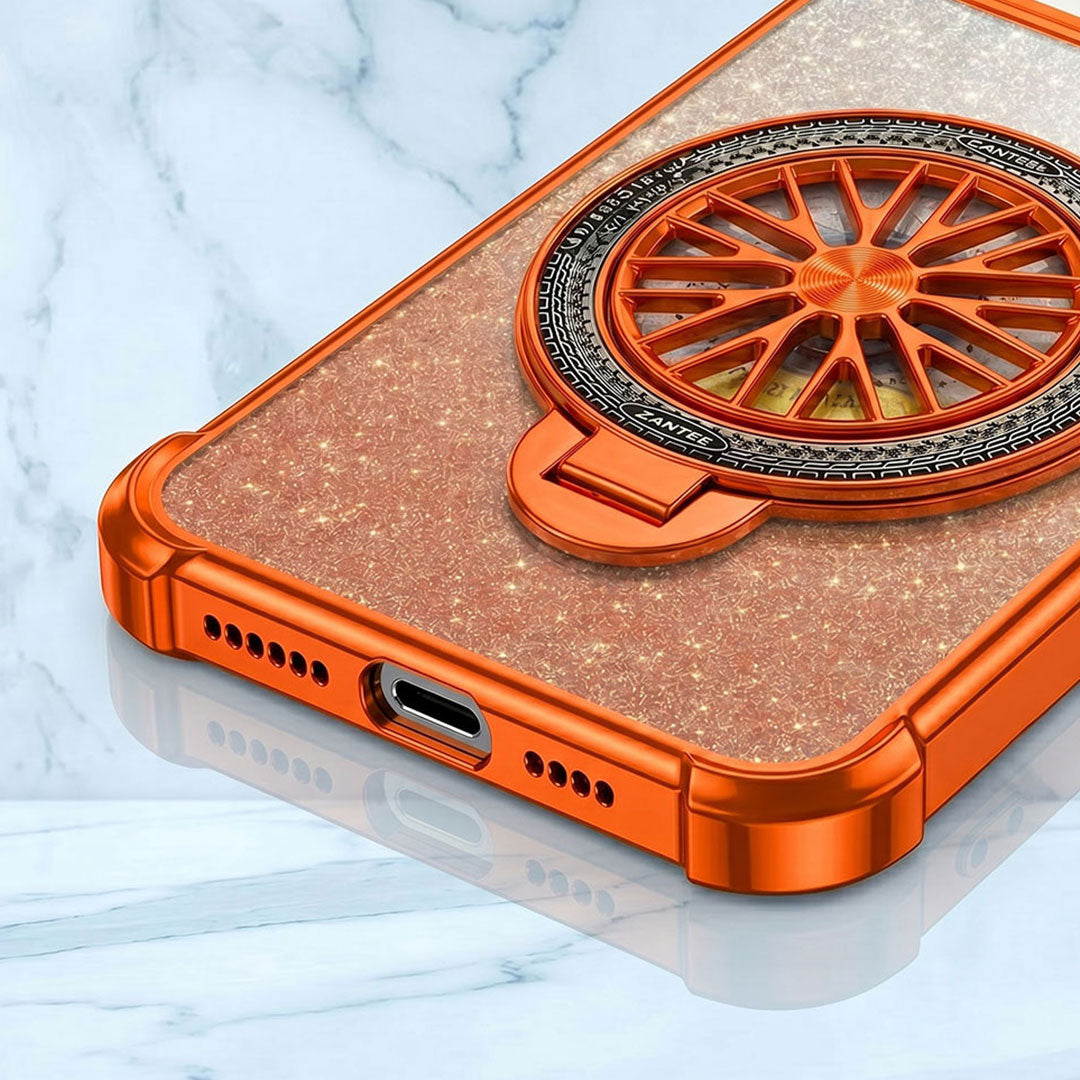 Motorola Edge 60 Pro 5G Stress Buster Wheel Rotating Shimmer Airbag Cosmic Orange Case