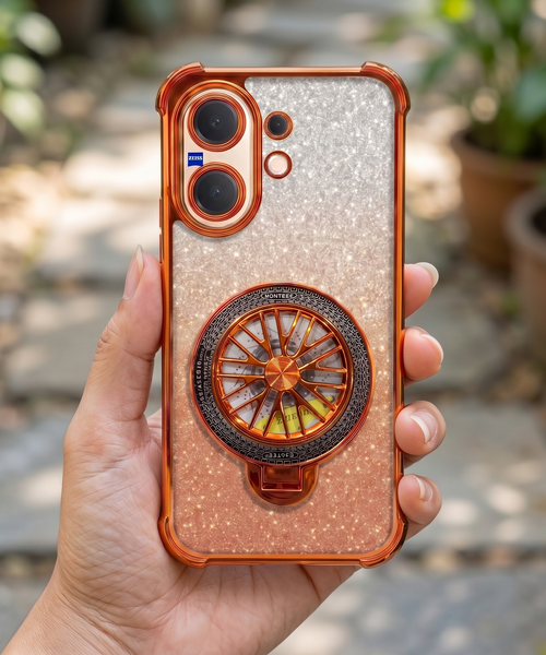 Vivo V60 5G Stress Buster Wheel Rotating Shimmer Airbag Cosmic Orange Case