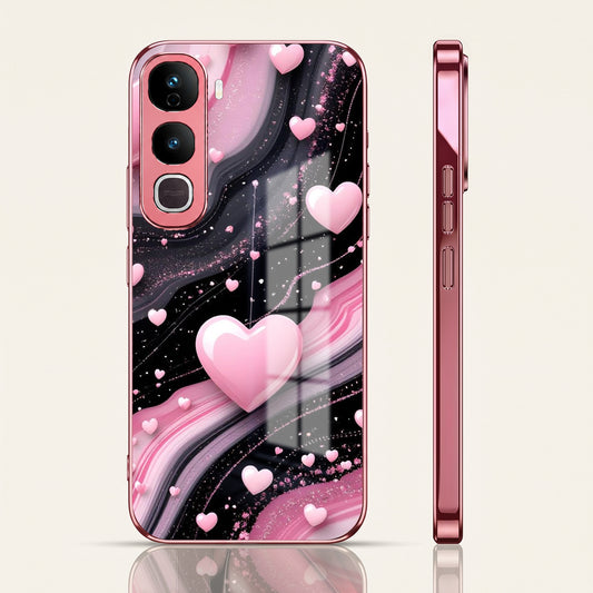 Vivo Y400 Pro 5G Love Sparkle Pink Electroplated Glass Phone Back Case