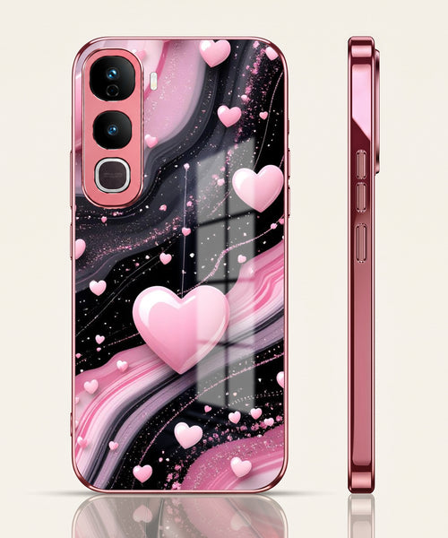 Vivo Y400 Pro 5G Love Sparkle Pink Electroplated Glass Phone Back Case