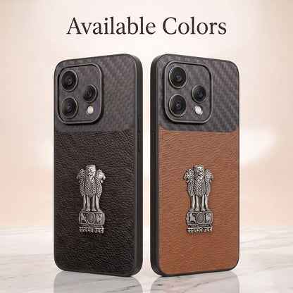 Oppo Reno 15 5G Satyamev Jayate Carbon Fiber Leather Hybrid Phone Case