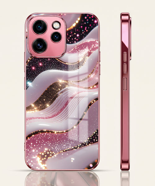 Oppo Reno 15 Pro 5G Midnight Pearl Wave Pink Electroplated Glass Phone Back Case