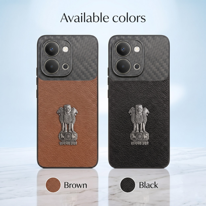 Vivo T5x 5G  Satyamev Jayate Carbon Fiber Leather Hybrid Phone Case