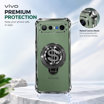 Vivo X300 FE 5G Four Corner Airbags 100% Original Astro Money Magnet Rotating Dollar Case