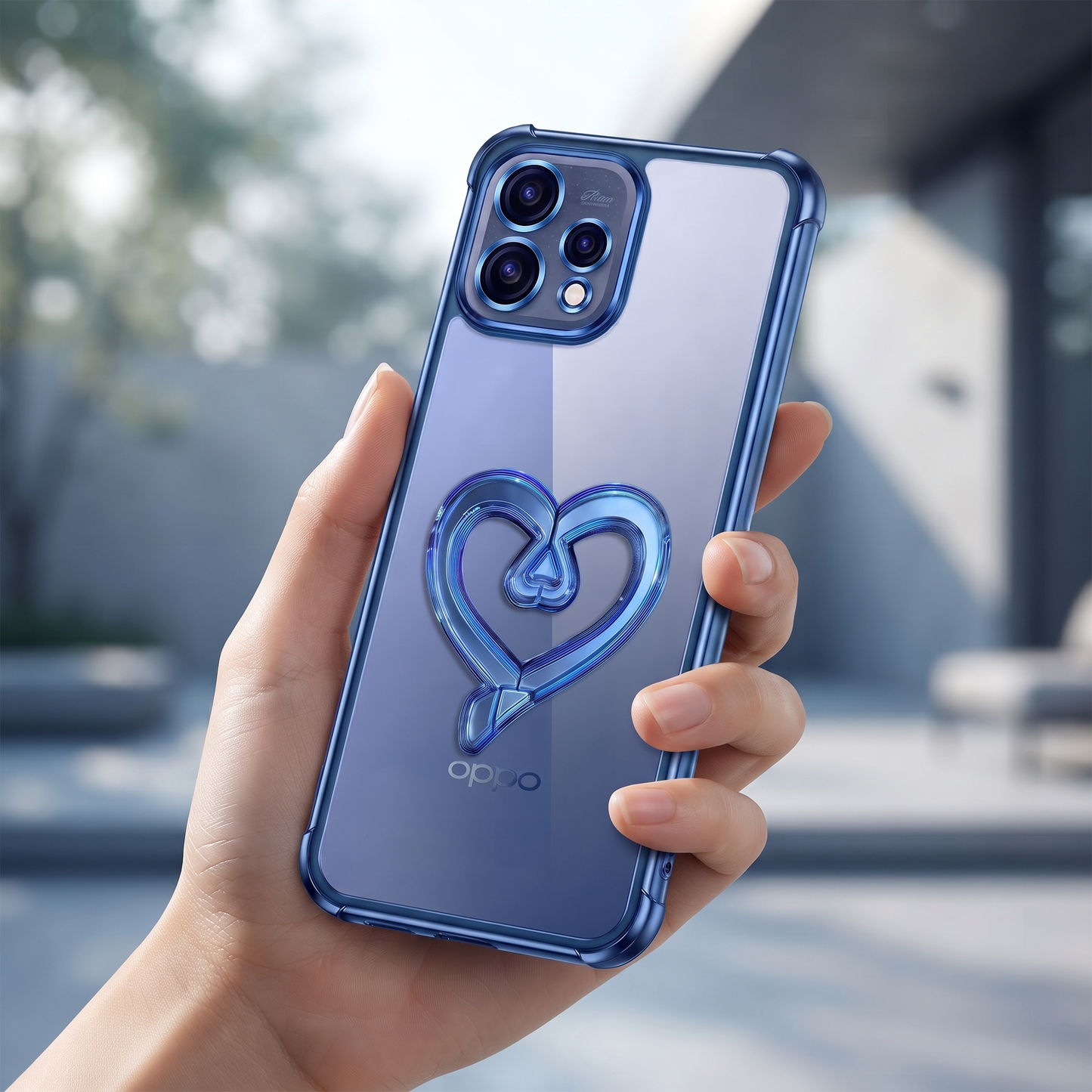 Oppo Reno 15 5G Premium Heart Transparent Shockproof Airbag Phone Case