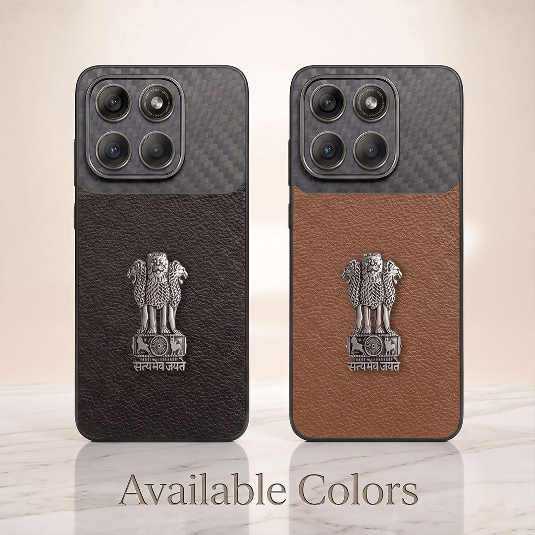 Motorola Edge 60 Pro 5G Satyamev Jayate Carbon Fiber Leather Hybrid Phone Case