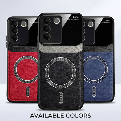 Vivo V27 5G Premium Magsafe Magnetic Leather Lens Protective Case