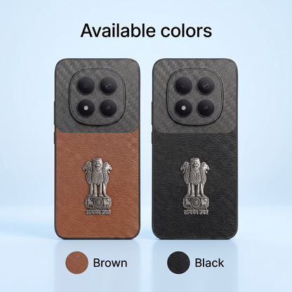 Redmi Note 15 Pro Plus 5G Satyamev Jayate Carbon Fiber Leather Hybrid Phone Case