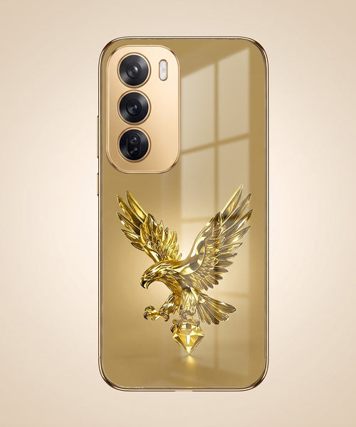 Oppo Reno 12 Pro 5G Golden Eagle Gold Electroplated Glass Phone Back Case