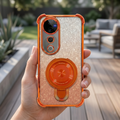 Vivo V40 Pro 5G Invincible Bracket Ring Stand Shimmer Airbag Cosmic Orange Case