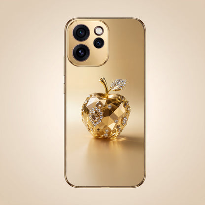 Oppo Reno 15 Pro Mini 5G Golden Apple Gold Electroplated Glass Phone Back Case