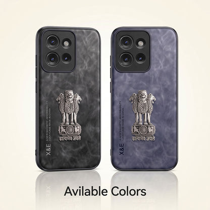 Motorola Edge 50 5G Metal Emblem Satyamev Jayate Comfortable Sheepskin Phone Case