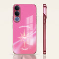 Vivo V70 FE 5G Luxury Glowing Heart Pink Electroplated Glass Phone Back Case