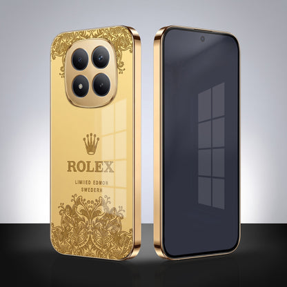 Redmi Note 15 Pro+ 5G Rolex Crown Gold Electroplated Glass Phone Back Case