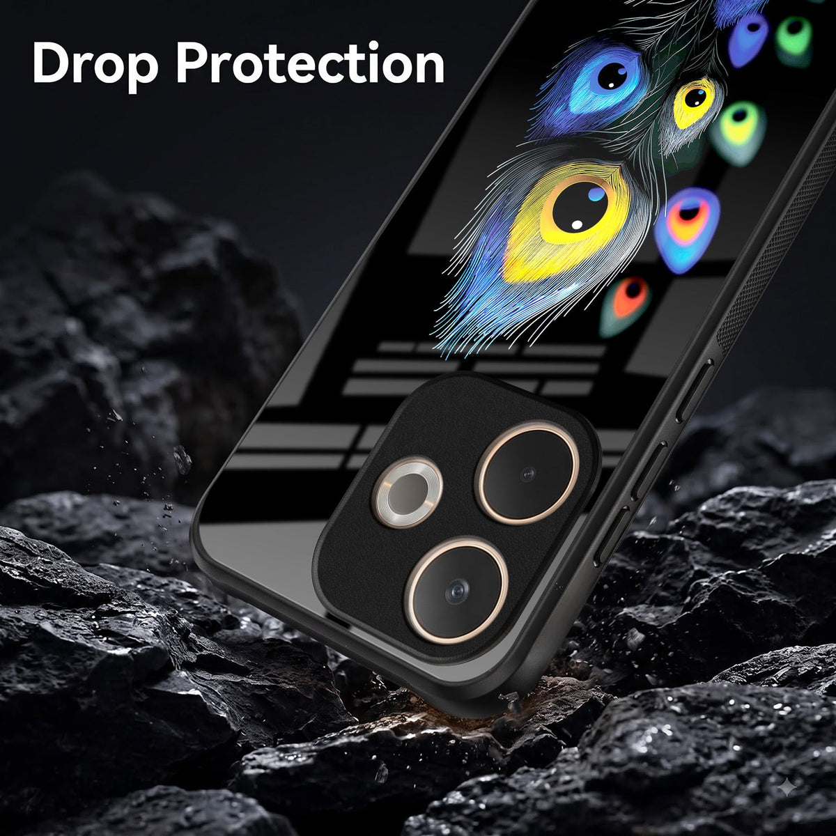 Oppo A5 Pro 5G Premium Peacock Feather Acrylic Glass Back Case
