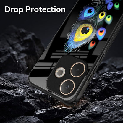 Oppo A5 Pro 5G Premium Peacock Feather Acrylic Glass Back Case