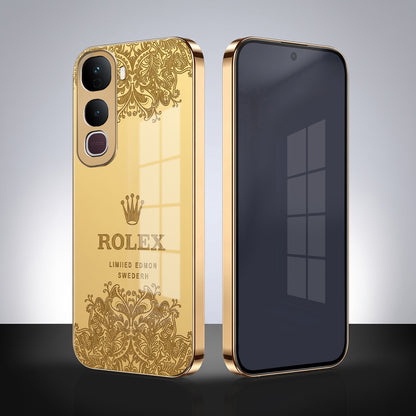 Vivo Y400 Pro 5G Rolex Crown Gold Electroplated Glass Phone Back Case