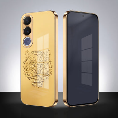 Vivo V70 FE 5G Golden Tiger Face Gold Electroplated Glass Phone Back Case