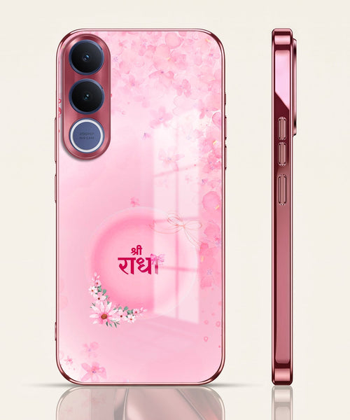 Vivo V70 FE 5G Luxury Shree Radha Pink Electroplated Glass Phone Back Case