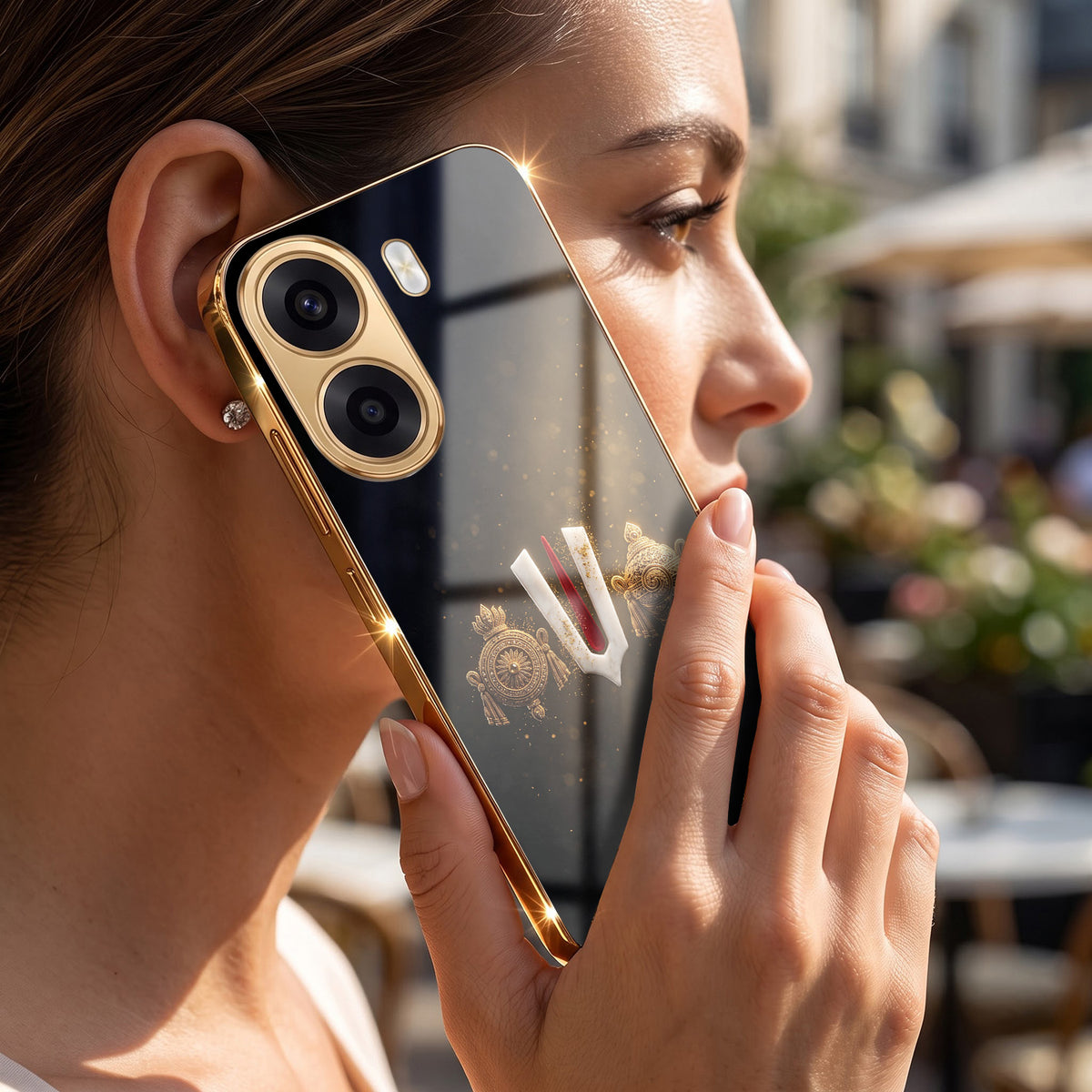 Oppo K14x 5G Royal Heritage Edition Gold Electroplated Glass Phone Back Case