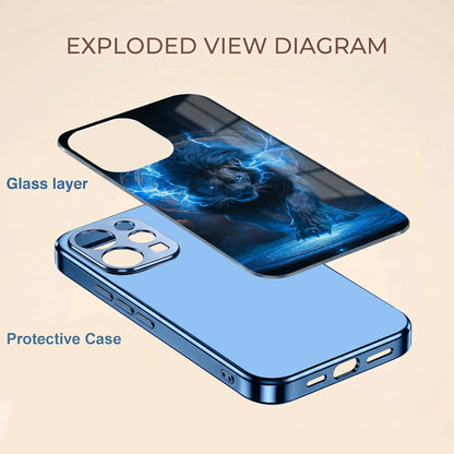 Vivo V70 5G Thunder Titan Lion Blue Electroplated Glass Phone Back Case