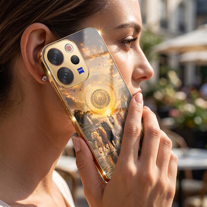 Vivo V70 5G Celestial Seven Horses Gold Electroplated Glass Phone Back Case