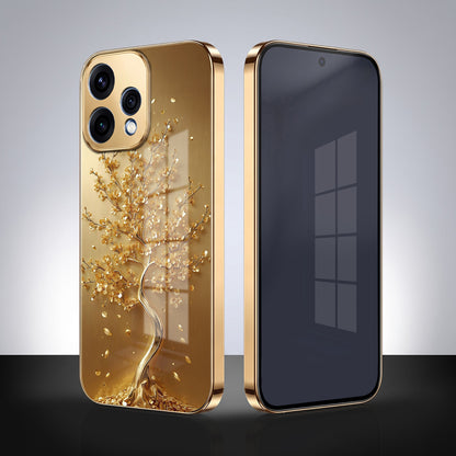 Oppo Reno 15 5G Golden Tree Gold Electroplated Glass Phone Back Case