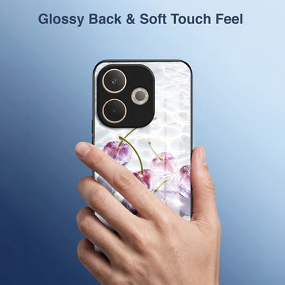 Oppo A5 Pro 5G Purple Transparent Cherry Acrylic Glass Back Case