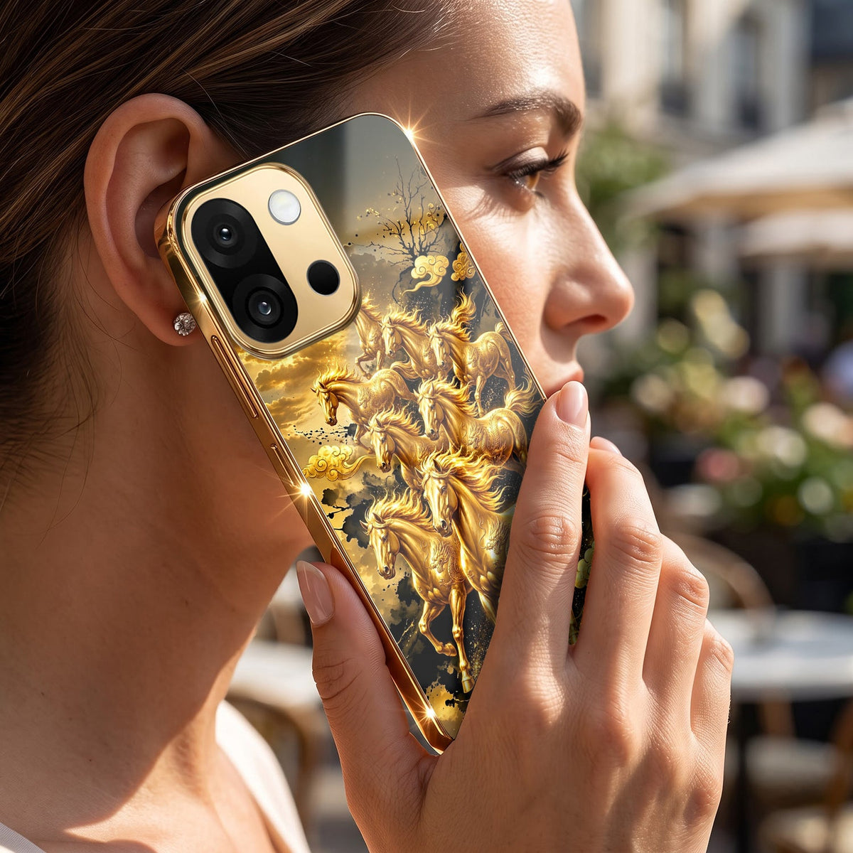 OnePlus 13s 5G Celestial Seven Horses Gold Electroplated Glass Phone Back Case