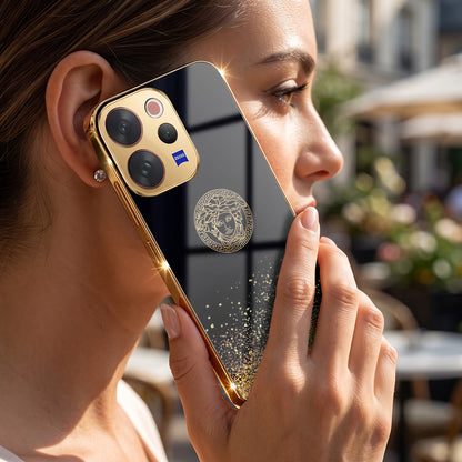 Vivo V70 5G Medusa Head Gold Electroplated Glass Phone Back Case