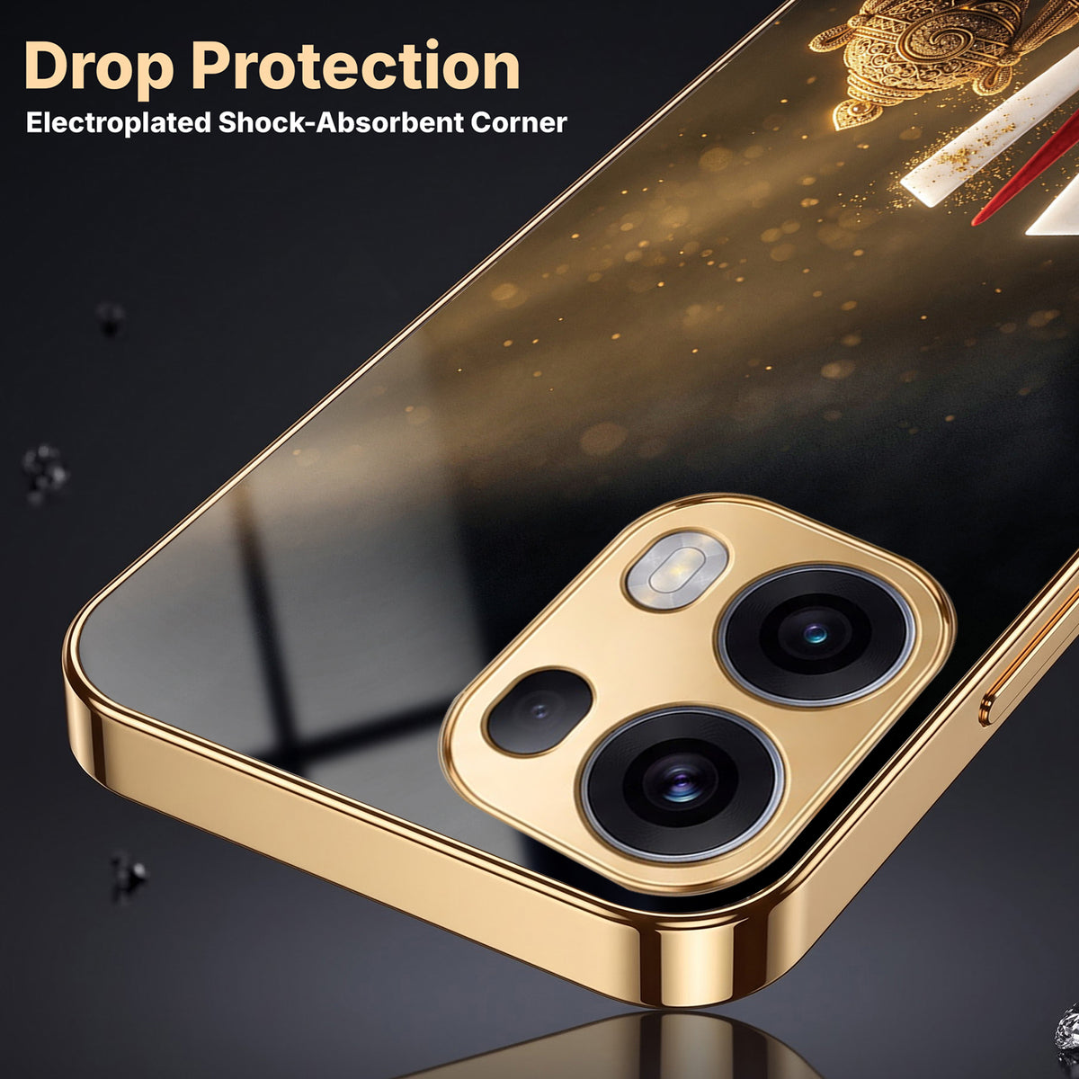 Oppo Reno 13 Pro 5G Royal Heritage Edition Gold Electroplated Glass Phone Back Case