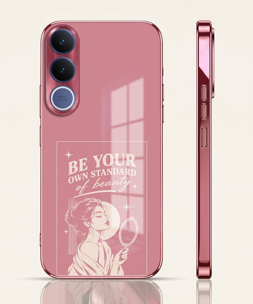 Vivo V70 FE 5G Luxury Aesthetic Girl Pink Electroplated Glass Phone Back Case