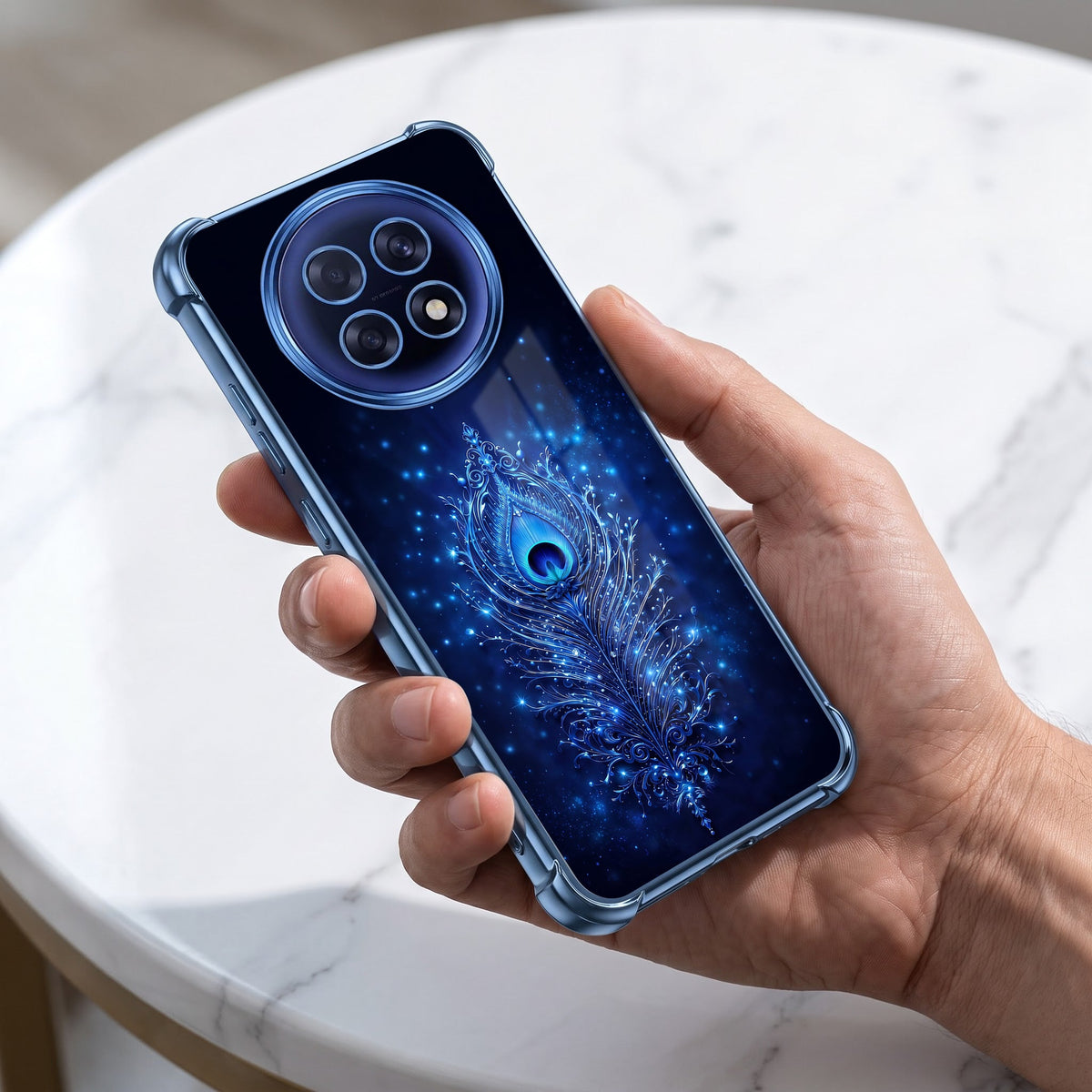 Oppo F31 Pro+ 5G Premium Peacock Feather Airbags Printed Back Case